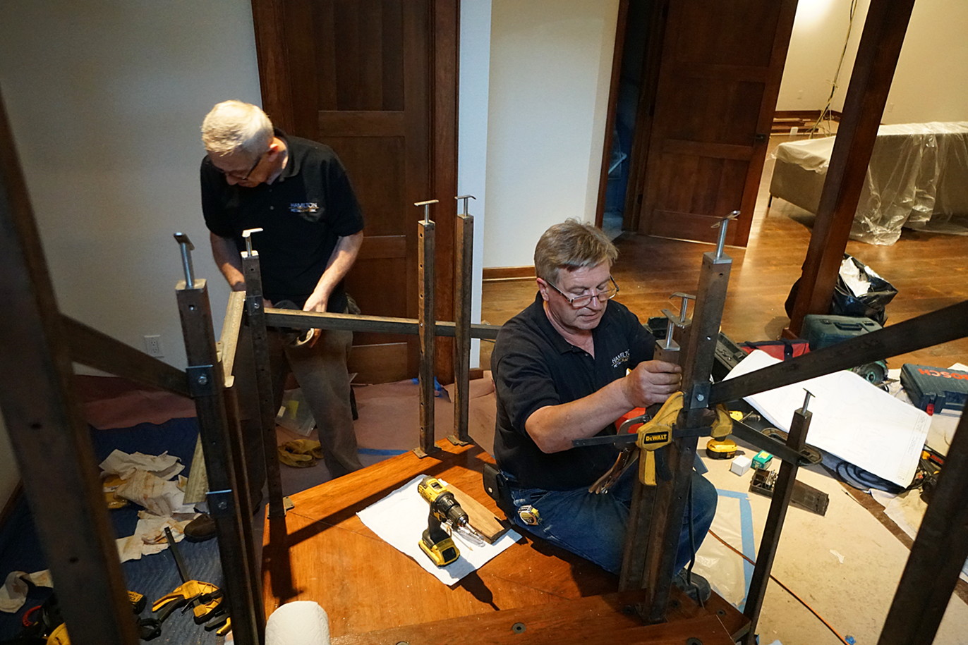 rusty steel I-beam stairs installation picture 6