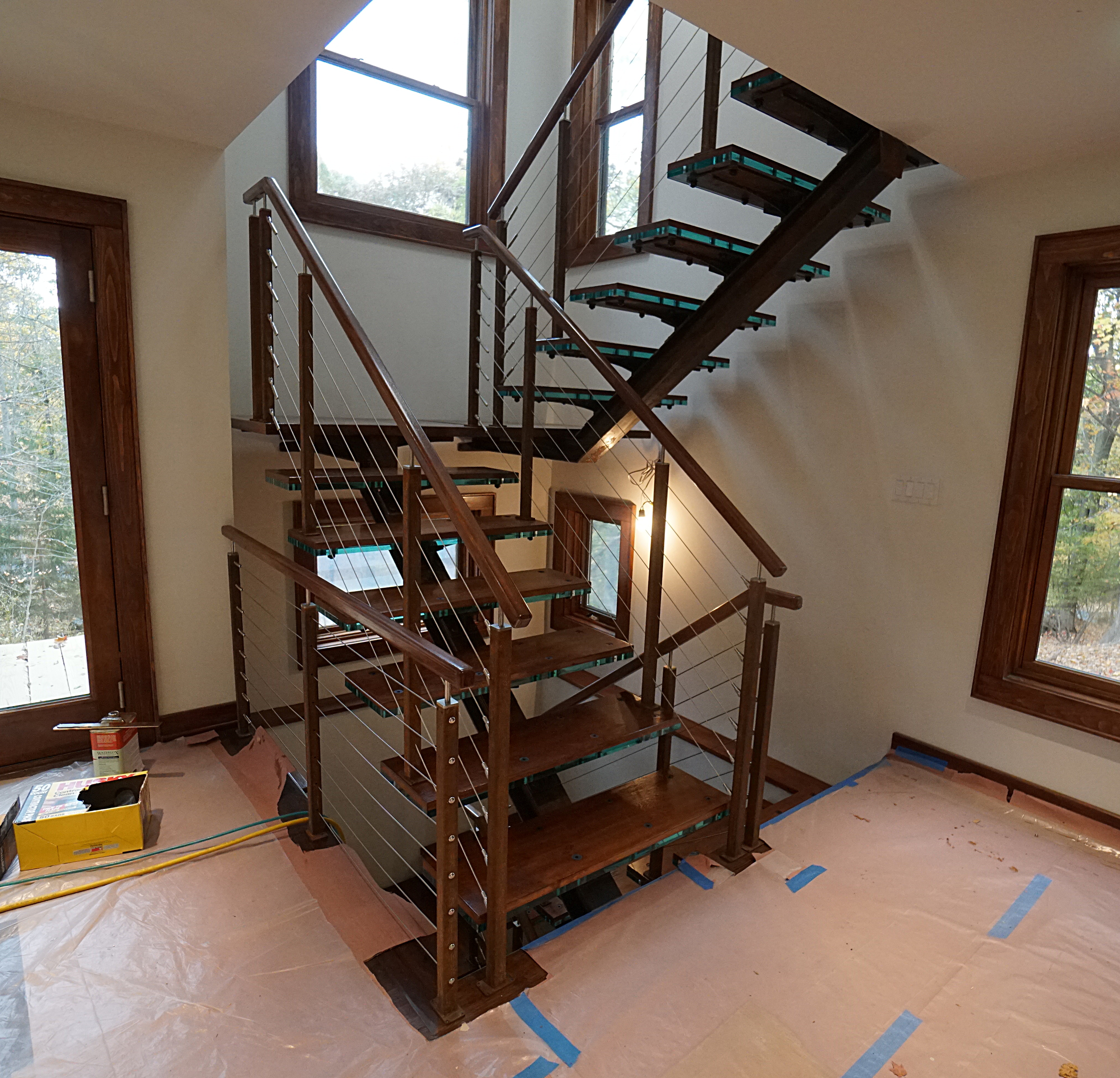 rusty steel I-beam stairs installation picture 8